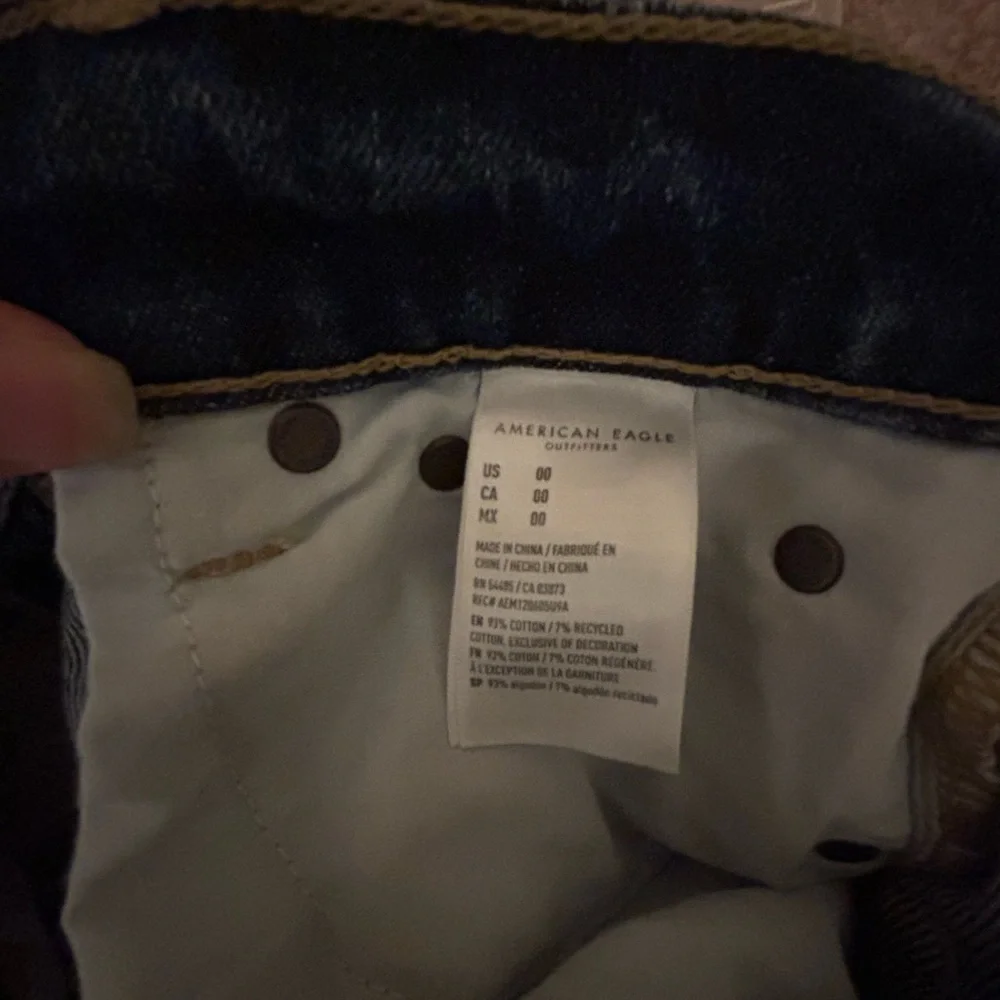 American Eagle Outfitters Blue Distressed Jean Shorts - Picture 3 of 4
